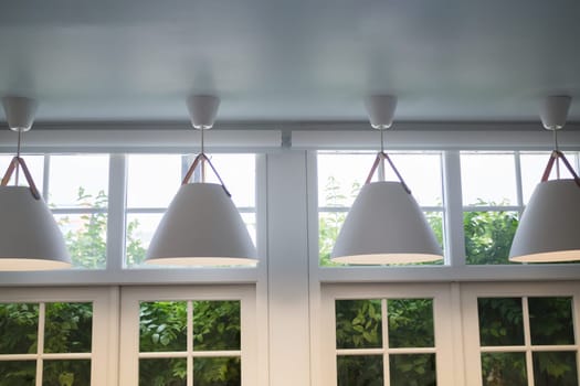 Modern Room Interior Decorated With White Lamp, stock photo