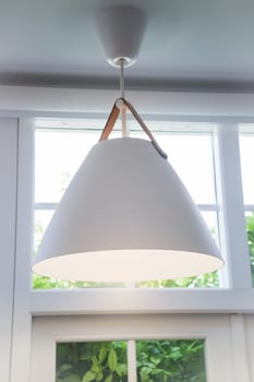 Modern Room Interior Decorated With White Lamp, stock photo