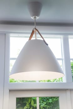 Modern Room Interior Decorated With White Lamp, stock photo