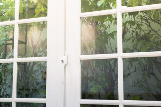 White Wooden Frame And Glass Door, stock photo