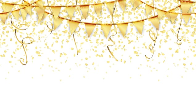 seamless golden garlands,streamers and confetti background for party or festival usage
