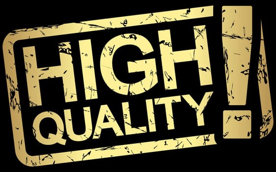 grunge stamp with frame colored gold and text High Quality