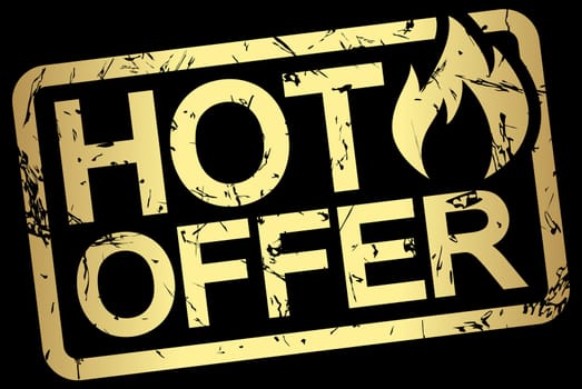 grunge stamp with frame colored gold and text hot offer