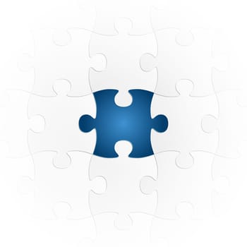 connection of gray puzzle parts with one colored center part