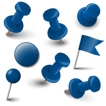 pin needle and other marking accessories colored blue