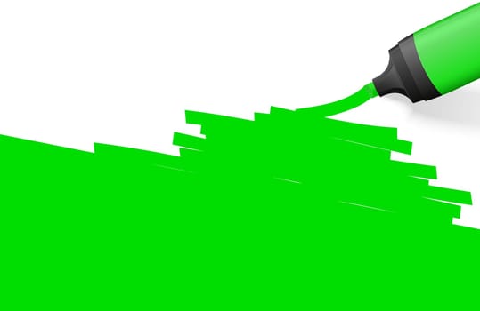 green colored highlighter with marking on bottom side