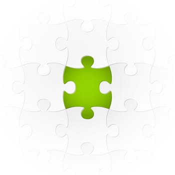 connection of gray puzzle parts with one colored center part