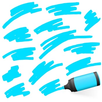 blue colored high lighter with different markings