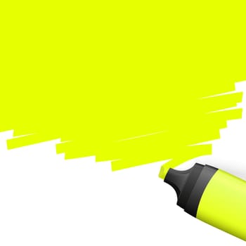yellow colored highlighter with marking on top side