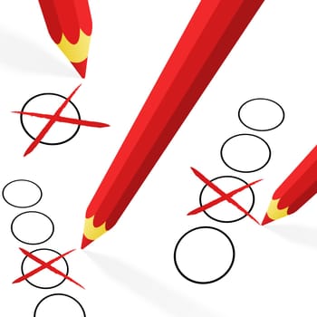 vector illustration of different red pencils with crosses