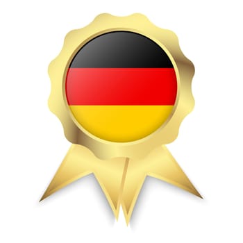 gold button with ribbons and colors of Germany