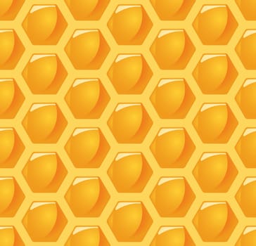 vector illustration of an seamless honey comb background colored orange