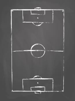 vector illustration of an grunge soccer field on an black board background
