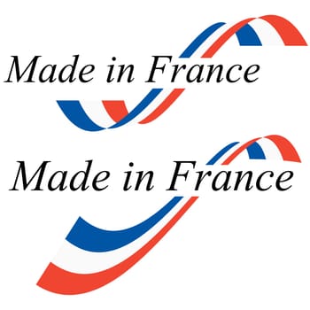 seal of quality with text made in France and colors of french flag