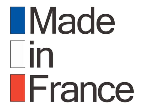 seal of quality with text made in France and colors of french flag