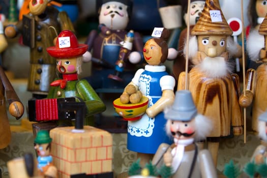 Decorative Christmas figures in detail at a Christmas market
