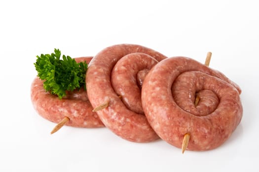 Bratwurst snails on a bright background