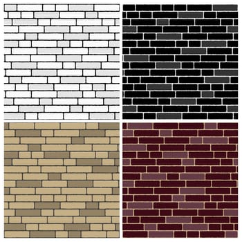 collection of seamless wall backgrounds with colored bricks