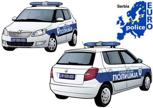 Serbia Police Car - Colored Illustration from Series Euro police