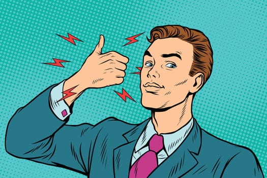 businessman like hand gesture. Pop art retro vector illustration drawing