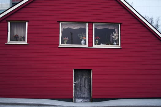 house wood architecture entrance door  red color