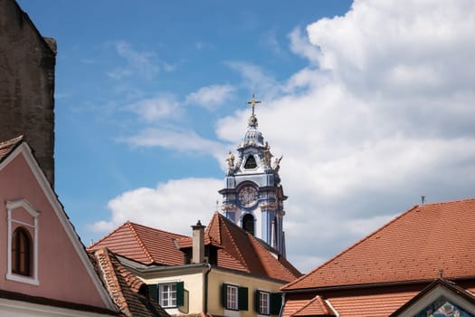 Dürnstein Abbey,blue church as landmark in the Wachau