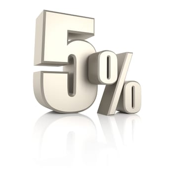 5 percent isolated on white background. 3d render