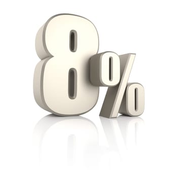 8 percent isolated on white background. 3d render