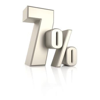 7 percent isolated on white background. 3d render