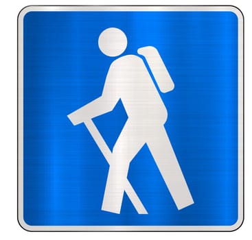 hiking trail sign blue