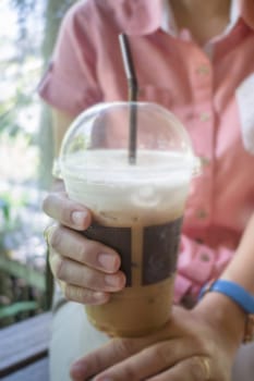 Iced Coffee With Milk Foam, stock photo