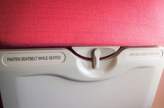 Interior Of Airplane Seat With Hidden Table, stock photo