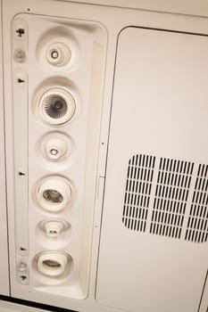 Interior Of Airplane Seat With Ceiling Button, stock photo