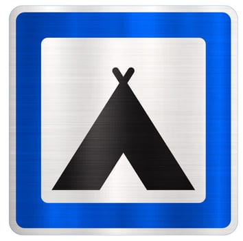 camping tent road sign