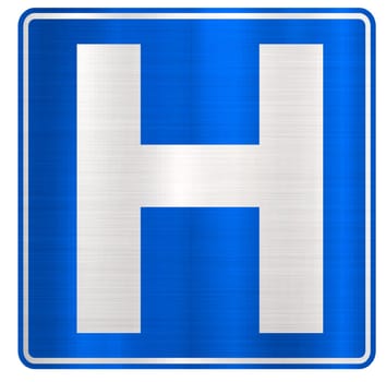 hospital sign blue  square