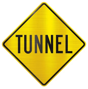 tunnel yellow traffic sign