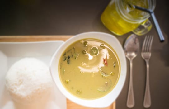 Thai Chicken Curry with Vegetables in Coconut Milk, stock photo