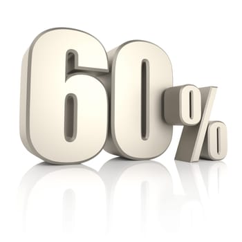 60 percent isolated on white background. 3d render