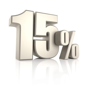 15 percent isolated on white background. 3d render