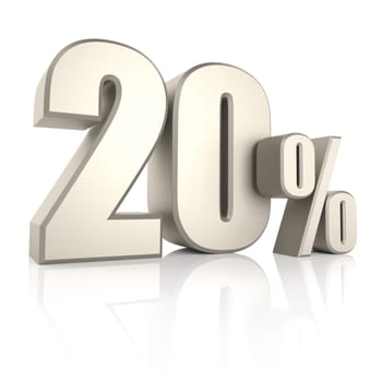 20 percent isolated on white background. 3d render