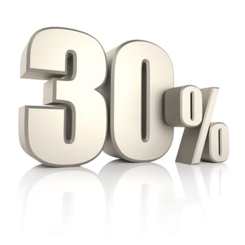 30 percent isolated on white background. 3d render