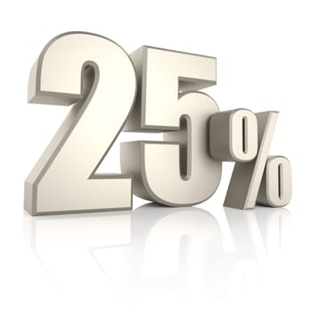 25 percent isolated on white background. 3d render