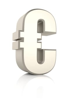 Euro sign isolated on white background. 3d render