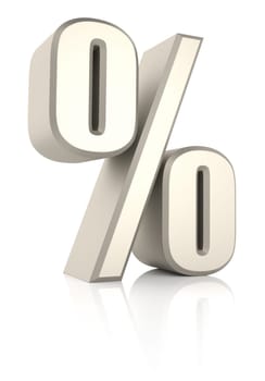 Percent sign isolated on white background. 3d render
