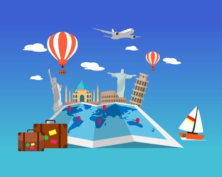 Travel Around the World. Landmark architecture of the world. Vector travel concept