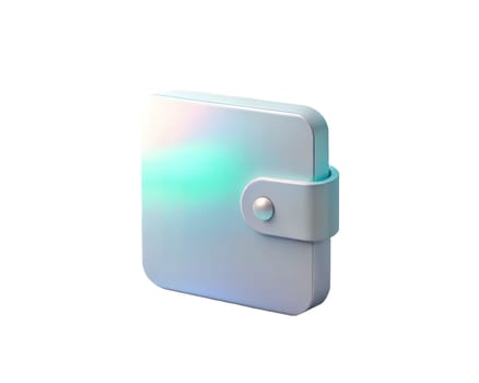 A stylish, modern 3D wallet icon with a holographic finish, isolated on white background. Ideal for digital finance, wallet apps, payment systems, and lifestyle concepts.