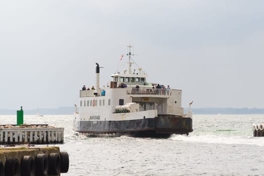 HUNDESTED, DENMARK - AUGUST 8, 2016: Departurel of the ferry in Hundested, a small town in the northern of Zealand