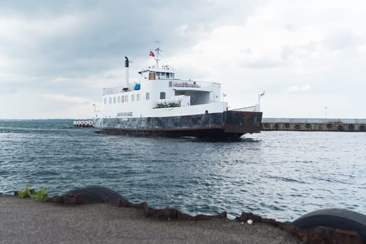 HUNDESTED, DENMARK - AUGUST 8, 2016: Arrival of the ferry in Hundested, a small town in the northern of Zealand