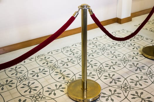 Red Velvet Rope Alloy Fence, stock photo