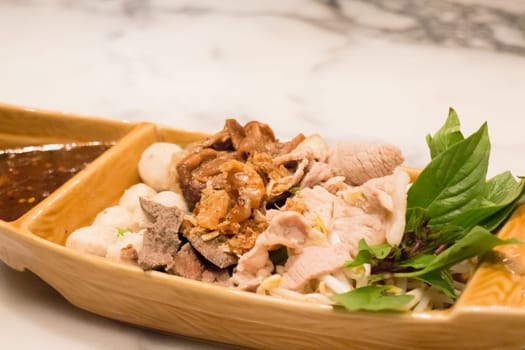 Traditional Thai Mix Pork Steaming With Spicy Sauce, stock photo